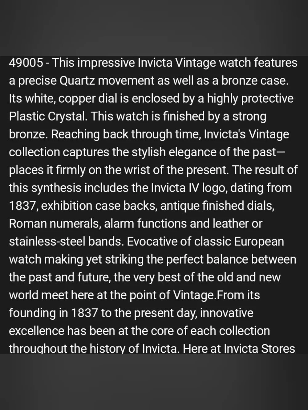 NEW ⏱️ Invicta Vintage Monarch Floral Etched Pocket Watch - 47mm. Bronze 49005